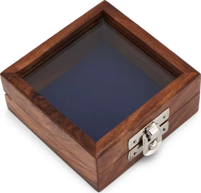 Produktbild von NKlaus Holzbox mit Glasdeckel und Messingverschluss in Silber 8,5x8,5x3,5cm groß maritime Dekorationen 11790