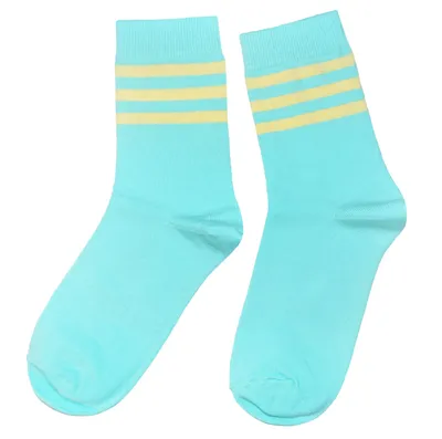 Produktbild von Damen Basic Socken aus Baumwolle Drei Ringel Türkis Größe 35-38