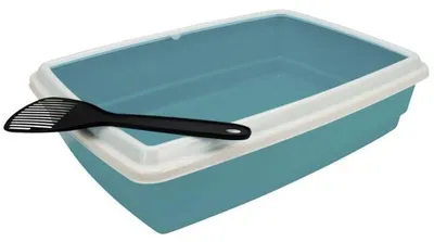 Obrázek produktu pro Litiera pentru pisici Aime, cu lopatica, plastic, albastru, 54x40x14cm