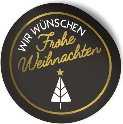 Produktbild von itenga 24x Sticker Wir wünschen Frohe Weihnachten schwarz weiß gold