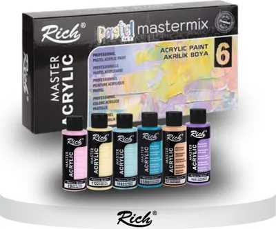 Zdjęcie produktu dla Zestaw farb akrylowych RICH MASTERMIX Pastel, 6 kolorów – 60 ml
