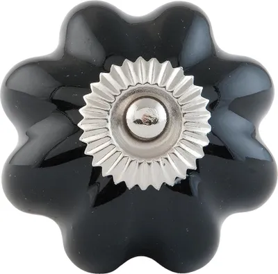 Produktbild von Clayre & Eef Türknauf Ø 4 cm Schwarz Silberfarbig Keramik