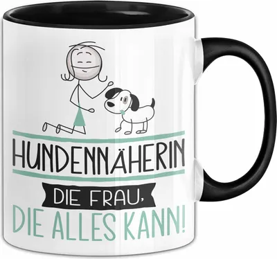 Produktbild von Hundennäherin Geschenk Tasse Becher Die Frau Die Allen Kann Geschenkidee für eine Hundennäherin Lustig (Schwarz)