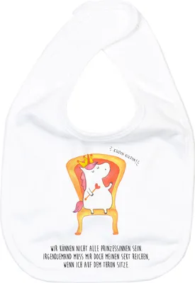 Produktbild von Mr. & Mrs. Panda Schlabberlatz Einhorn Prinzessin - Weiß - Geschenk, Lätzchen Für Babys, Spucklätzchen, Babylätzchen, Baumwoll-Lätzchen, Sabberlätzchen, Monat, Geburtstag