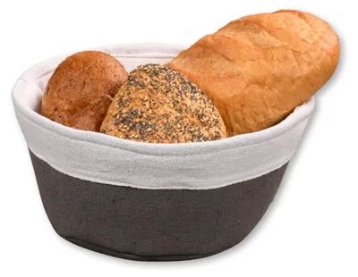 Produktbild von Kesper Brotkorb mit Stoff - Baumwolle - braun - rund - D20 x H9 cm