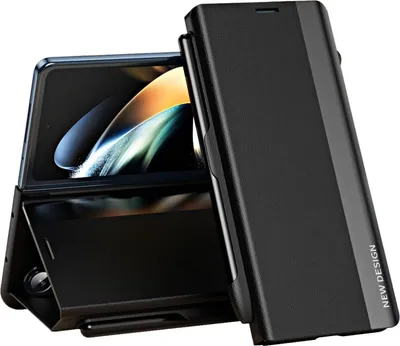 Obrázek produktu pro Pouzdro pro Samsung Galaxy Z Fold 6 Tenké PC Kožené pouzdro se pantu, držákem na stylus a stojánkem černé