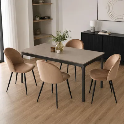 Image de Achito - Chaise, Beige, 4 Chaises