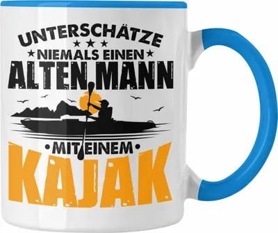 Produktbild von Trendation - Kajak Tasse Geschenk Kajak-Fahrer Geschenkidee Evolution Geburtstag Überraschung (Blau)
