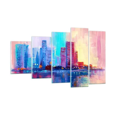 Produktbild von Bilder auf glas - Stadt Haus Straße - 100x60cm - Glasbilder - Wandbilder - Kunstdruck - zum Aufhängen bereit - Wanddekoration aus Glas - Glas Bilder - Wandbild auf Glas - 5 Teile - GEG100x60-4023