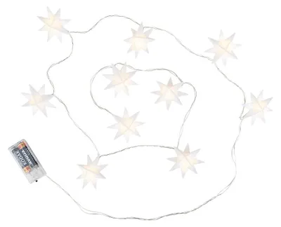 3D-LED-Sterrenlichtkette, 10 Sterne, Ø 7 cm, warmweiß, Timer