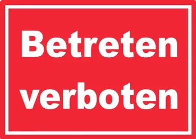 Produktbild von Betreten verboten Schild weiß-rot A4 Rückseite selbstklebend