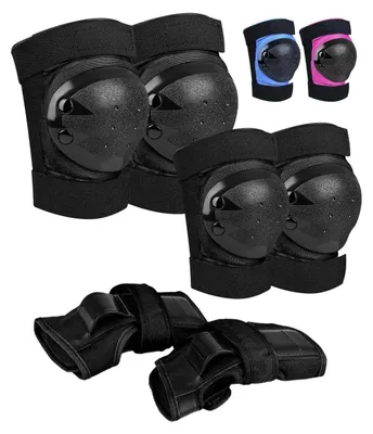 Produktbild von Schonerset 6 in 1 Kinder Protektorenset Knieschoner Ellenbogenschoner Handgelenkschoner S Schwarz