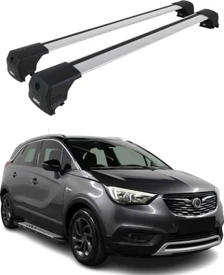 Image de Barres de Toit Transversales pour Opel Crossland X 2017-2022 Alu Gris ABE 2x