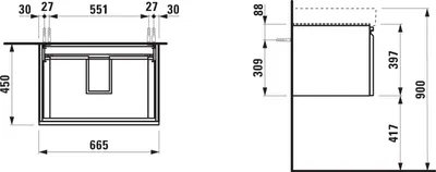 Produktbild von LAUFEN Laufen Waschtischunterbau LAUFEN PRO S 665x390x450mm 1 Schub u Innenschub mc