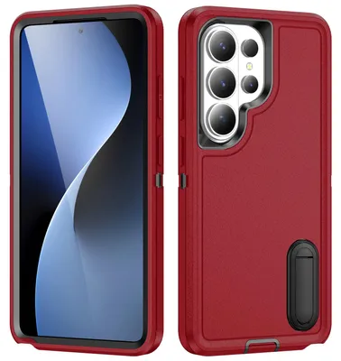 Obrázek produktu pro Pouzdro pro Samsung Galaxy S26 Ultra Hybridní Třivrstvé Robustní Nárazuvzdorné Ochranné Pouzdro se Stojánkem červené