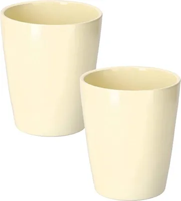 Produktbild von KOTARBAU®2er Set Keramik Blumentopf Übertopf für Orchideen H 150mm ⌀ 120 mm Cremefarben