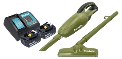 Zdjęcie produktu dla Odkurzacz akumulatorowy Makita DCL 180 SM2O 18 V 0,65 l seria Olive Outdoor Adventure + 2x akumulator 4,0 Ah + ładowarka