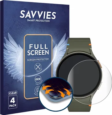 Produktbild von 4x Savvies Fullscreen Schutzfolie für Samsung Galaxy Watch 7 (44 mm) Displayschutz Folie Fullcover Klar Transparent