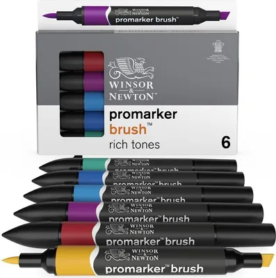 Obrázok produktu pre Štetec a dláto Winsor & Newton Promarker, 6 ks RICH TONES