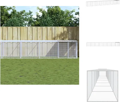 Produktbild von vidaXL Hühnerkäfig mit Dach Hellgrau 803x98x90 cm Verzinkter Stahl -  Lebensräume & Gehege für Kleintiere