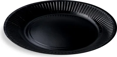Zdjęcie produktu dla Okrągły talerz papierowy, czarny, średnica 23 cm, 10 szt.