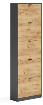 Immagine prodotto di Scarpiera da ingresso Vicco Gizmo Rovere dorato/Antracite 59 x 181.1 cm con 5 scomparti, Model 59632