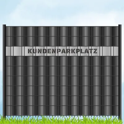 Produktbild von zaun|zu Sichtschutzstreifen mit Laser Beschriftung "KUNDENPARKPLATZ"  Doppelstab Lichtgrau 2,55m