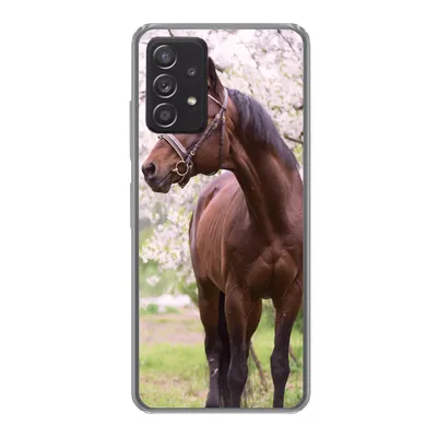 Produktbild von MuchoWow® Handyhülle Schutzhülle Hülle für Samsung galaxy a73 Pferd - Sakura - Halfter Silikon Softcase Handy Hülle - Handyhülle
