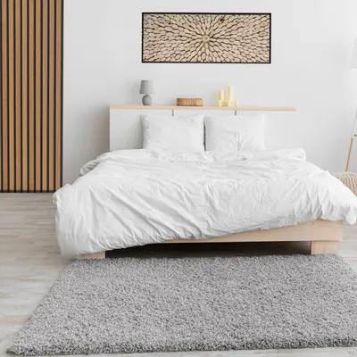 Produktbild von Teppich Prime Shaggy Hochflor Einfarbig Grau Weich für Wohnzimmer, Schlafzimmer, küche, Maße:80x150 cm