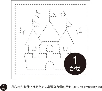 Obrázok produktu pre Olympus Sashiko Sampler (len látka) "Hana Fukin (White) Castle", potlačená látka, 34x34cm, originál z Japonska