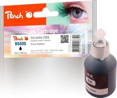 Obrázek produktu pro Peach PI500-180, Standardní výtěžnost, Černá, Inkoust na pigmentové bázi, 100 ml, 1 kusů, 6000 str.