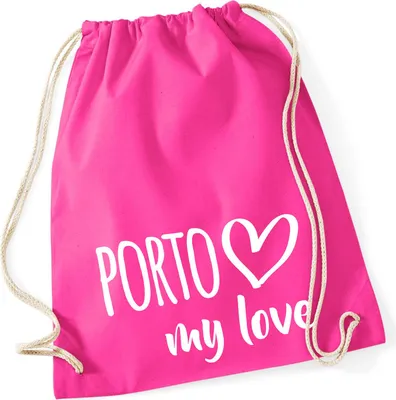 Produktbild von Huuraa Turnbeutel Porto my love 12 Liter Fuchsia Baumwolle Rucksack Geschenkidee