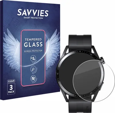 Produktbild von 3x Savvies Schutzglas für Huawei Watch GT 3 (46 mm) Displayschutz 9H Glas klar transparent