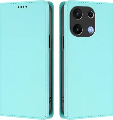 Produktbild von Handyhülle für Umidigi Note 100, Kunstleder Klapphülle Stoßfeste Magnetische Hülle mit Ständer Türkis