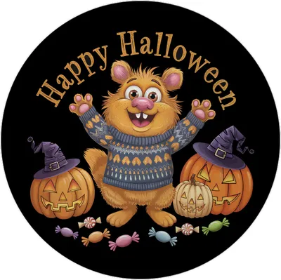 Produktbild von Happy Halloween Bär mit Pullover Magnet rund