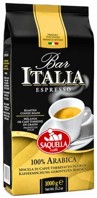 Productafbeelding van Saquella Bar Italia, 100% Arabica, 1 kg koffiebonen, AI-gegenereerde afbeelding