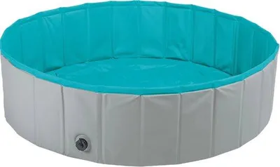 Produktbild von Famanu Hundepool Blau/Grau - Ø 120 cm, Anti-Rutsch-Boden, Faltbar, Ohne Aufpumpen