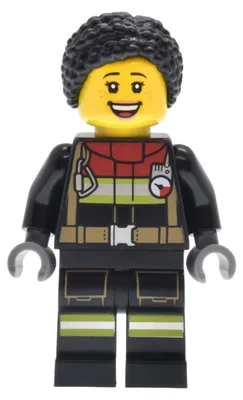 Obrázok produktu pre LEGO Minifigúrka – hasička, čierna bunda a nohavice s reflexnými prvkami (cty1883)