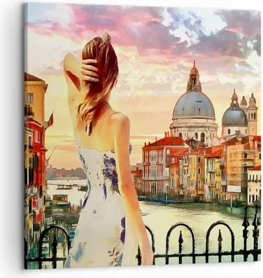 Produktbild von Bild auf Leinwand - Leinwandbild - Venedig Brücke Wasser - 50x50cm - Wand Bild - Wanddeko - Leinwanddruck - Bilder - Kunstdruck - Wanddekoration - Leinwand bilder - Wandkunst - AC50x50-3495