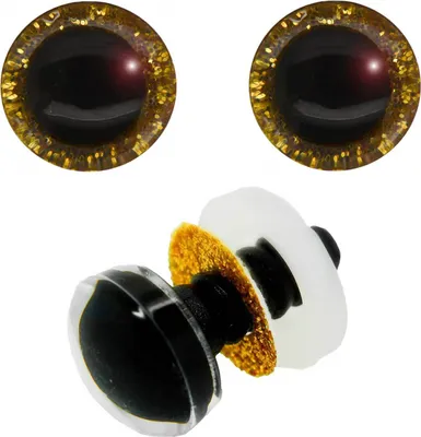 5 Paar Glitzer-Augen Ø 20 mm x 20 mm gold
