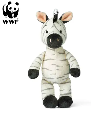 Obrázok produktu pre Klub mláďat WWF - Zebra Ziko (biela, 22 cm) s rolničkou, mäkká hračka pre batoľatá