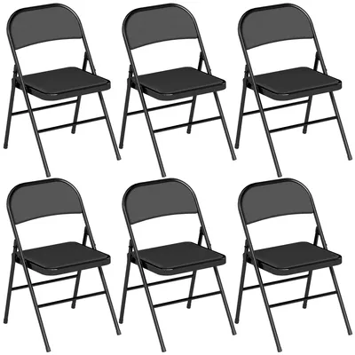Produktbild von 2er-Set Klappstühle, Tragbare Bürostühle, Stahlbeine, Faltstuhl für Büro, Empfang, Wartezimmer, Kunstleder, Schwarz