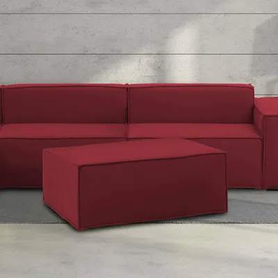 Image de Assise - Pouf, 100x70x43h cm Rouge, Déhoussable Fabriqué en Italie