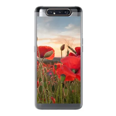 Produktbild von MuchoWow® Handyhülle Schutzhülle Hülle für Samsung Galaxy A80 Sonnenuntergang hinter den schönen Mohnblumen Silikon Softcase Handy Hülle - Schutzdeckel