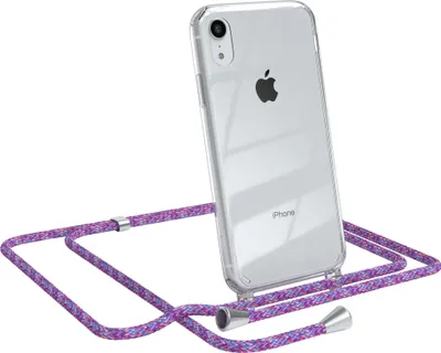 Produktbild von EAZY CASE Handykette kompatibel mit Apple iPhone XR, Handyhülle mit Umhängeband, Handykordel, Schutzhülle Clear, Band in Bunt