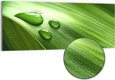 Produktbild von DEQORI Hybrid Leinwand Bild 150x60 cm 'Tropfen der Reinheit' Wandbild Glas flach modern