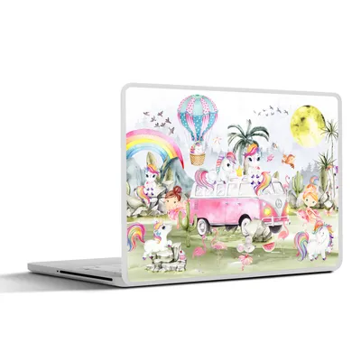Produktbild von MuchoWow® Laptop Aufkleber Sticker Cover Einhorn - Regenbogen - Kinder - Mädchen - Auto 32.5x23.5 cm - Sticker für Laptop - Selbstklebend