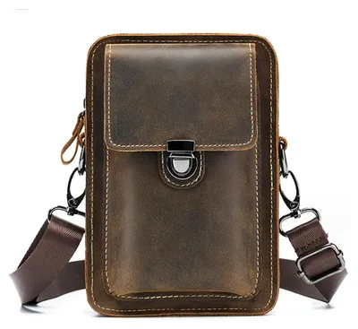 Produktbild von Leder-Umhängetasche, Schultertasche, Handytasche, Gürtelclip-Holster, Hülle, Handytasche, Hüfttasche, kompatibel mit 7,7-Zoll-iPhones, verschiedene Ausführungen zum Tragen
