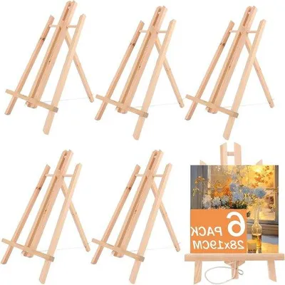 Produktbild von Kleine Holzstaffelei Set, 6-teilig, faltbar, Miniatur