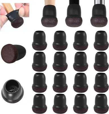 Productafbeelding van Meubelglijders, 16 stuks, zwart, siliconen en vilt, 1,5 tot 5 cm, voor stoelpoten